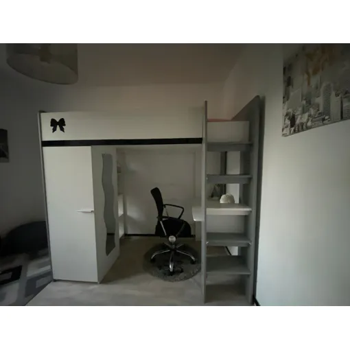 Lit Mezzanine Moderne + Bureau et Armoire Intégré ¿ Gagnez de l'Espace et du Style ! Bon état reconditionné disponible sur Rakuten