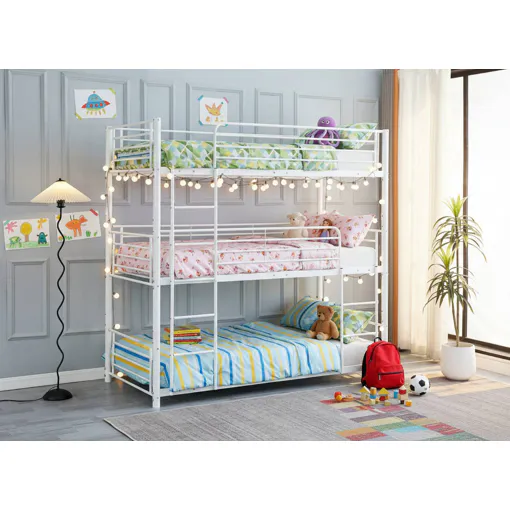 Lit superposé triple pour enfants ¿ Métal solide + 3 matelas inclus ¿ Livraison gratuite France occasion reconditionné disponible sur Rakuten