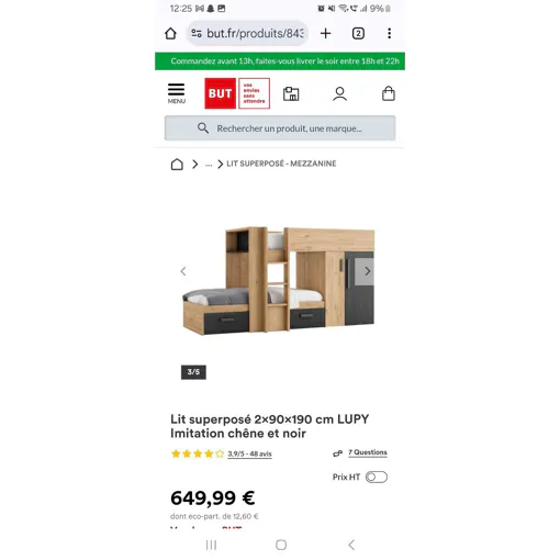 Lit superposé Bon état reconditionné disponible sur Rakuten