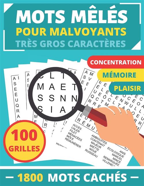 Livre Mots Mêlés pour Malvoyants - Très gros caractères - 1800 mots - Format A4 État correct reconditionné disponible sur Fnac