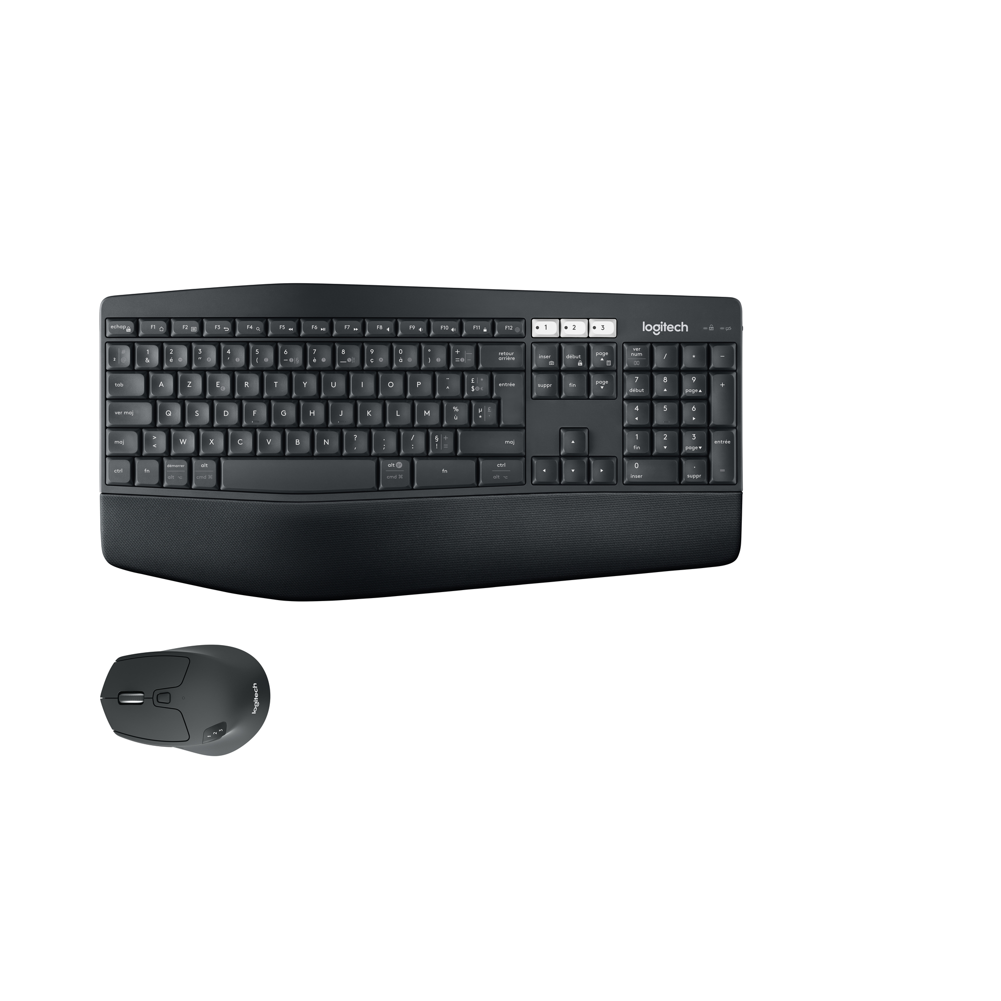 Logitech 920-008222 clavier Souris incluse Universel RF sans fil + Bluetooth AZERTY Français Noir - Excellent état Parfait état Logitech reconditionné disponible sur Pixmania
