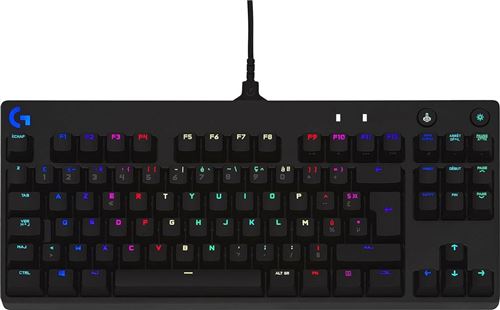 Logitech Clavier de jeu mécanique G Pro - Clavier - backlit - USB - AZERTY - Français - commutateur : GX Blue Clicky - noir État correct Logitech reconditionné disponible sur Fnac