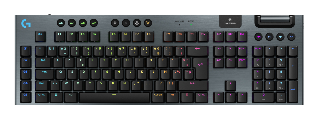 Logitech G G915 X LIGHTSPEED clavier Gaming USB + RF Wireless + Bluetooth AZERTY Français Noir - Excellent état Parfait état - 117,25 € Logitech G G915 X LIGHTSPEED clavier Gaming USB + RF Wireless + Bluetooth AZERTY Français Noir - Excellent état Parfait état Logitech reconditionné disponible sur Pixmania