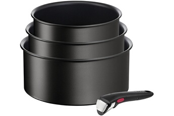 LOT 3 CASSEROLES 16/18/20 CM + 1 POGNEE AMOVIBLE INGENIO ECO RESIST INDUCTION L3979202 Bon état Tefal reconditionné disponible sur Darty