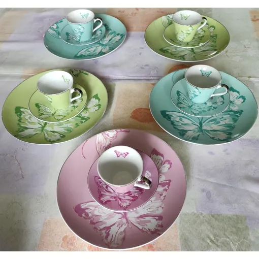 Lot 5 Tasses Sous Tasses À Café Et Assiettes Dessert Geneviève Lethu Bon état reconditionné disponible sur Rakuten