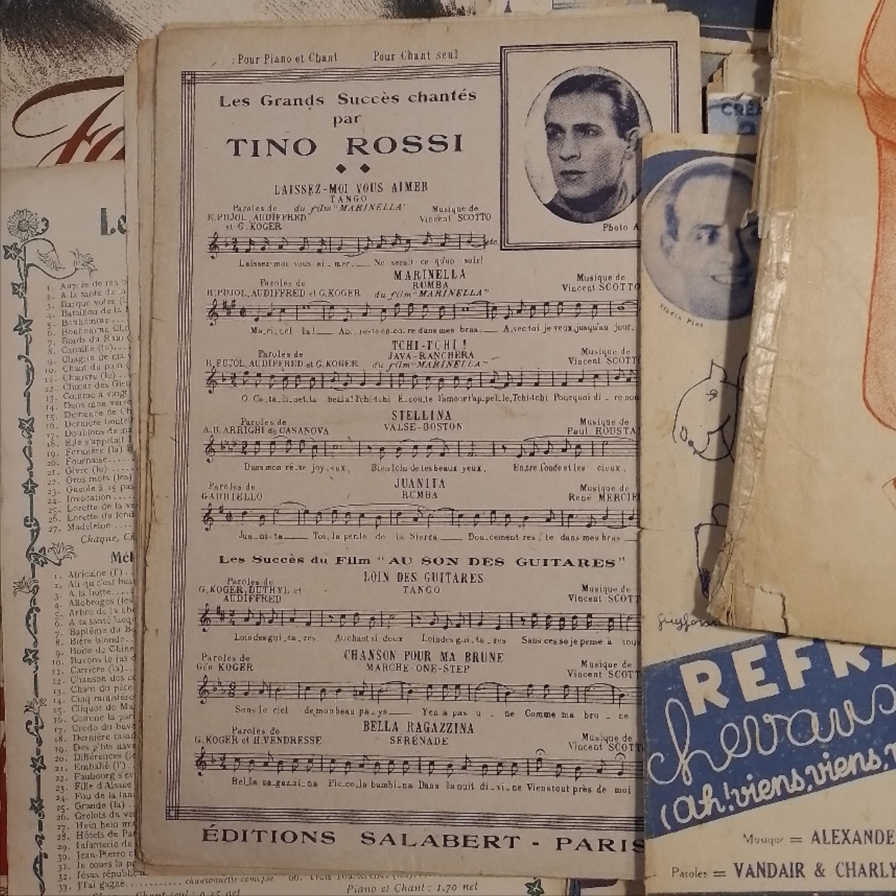 Voir photo 6 de Lot anciennes partitions de musique - chansonnier - Trenet, Piaf, Mariano... Lot anciennes partitions de musique - chansonnier - Trenet, Piaf, Mariano... État correct reconditionné photo 6