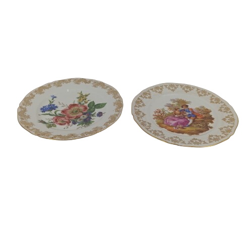 Acheter Lot assiettes anciennes de Limoges : 1 assiette scène romantique / 1 assiette fleuries avec contours motifs doré Bon état - 10,50 € Lot assiettes anciennes de Limoges : 1 assiette scène romantique / 1 assiette fleuries avec contours motifs doré Bon état reconditionné disponible sur Label Emmaüs