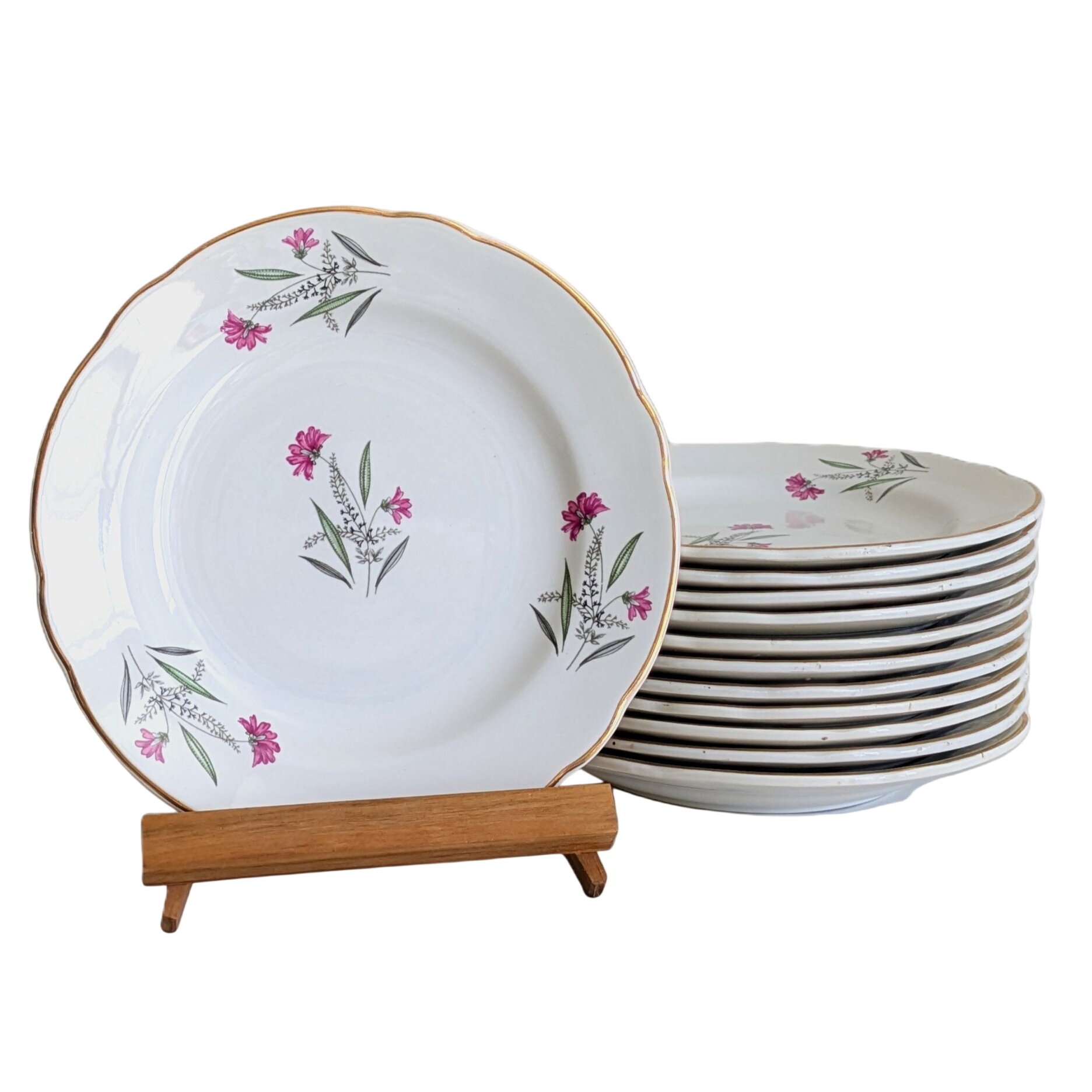 🌸 Lot de 12 Assiettes à Dessert Vintage Sarreguemines "Dampierre" Ø19 cm. - 36,00 € 🌸 Lot de 12 Assiettes à Dessert Vintage Sarreguemines "Dampierre" Ø19 cm. reconditionné disponible sur Label Emmaüs