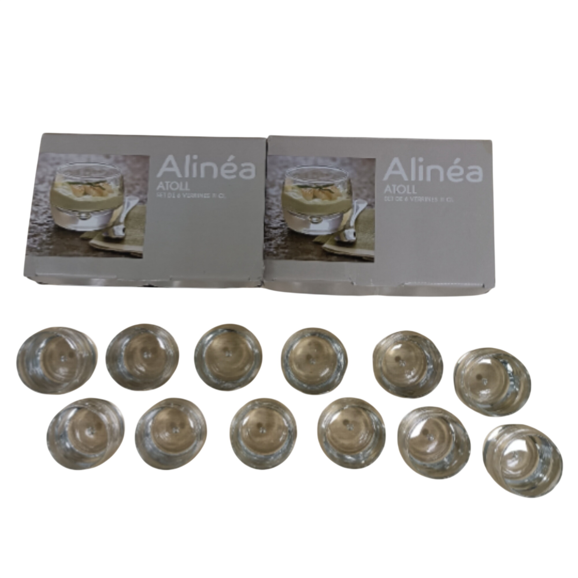 Lot de 12 verrines Alinéa Atoll 11 cl en verre transparent apéritif dessert buffet Parfait état - 18,00 € Lot de 12 verrines Alinéa Atoll 11 cl en verre transparent apéritif dessert buffet Parfait état reconditionné disponible sur Label Emmaüs