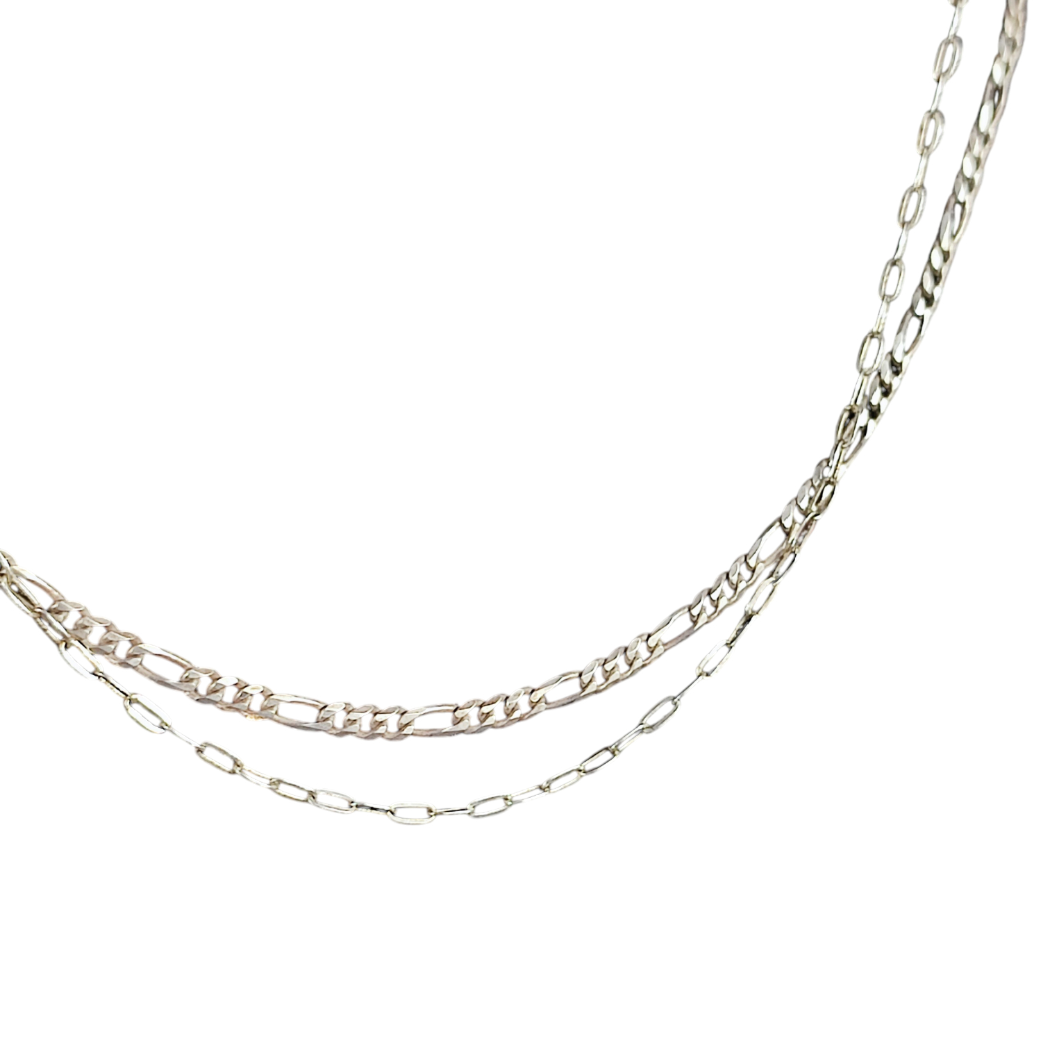 Voir photo 2 de Lot de 2 chaînes en argent pour homme Lot de 2 chaînes en argent pour homme Bon état reconditionné photo 2