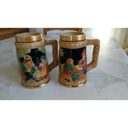 Lot De 2 Chopes De Bière Céramique Motifs En Reliefs - 2x50 Cl occasion reconditionné disponible sur Rakuten