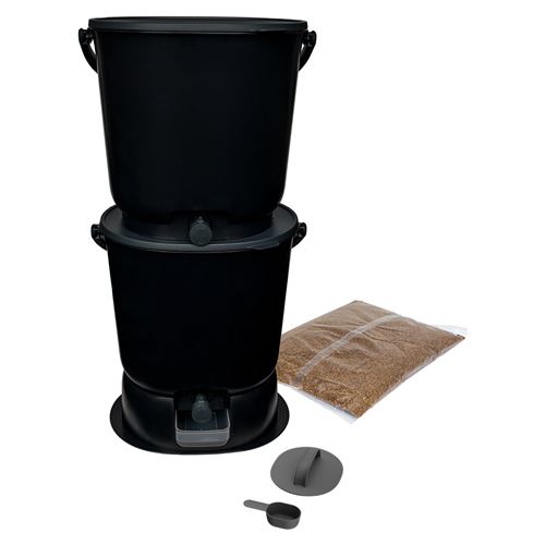 Lot de 2 composteurs Skaza Bokashi Essential 101857 15,3 L avec 1kg de Brain et 1 base Noir État correct reconditionné disponible sur Fnac