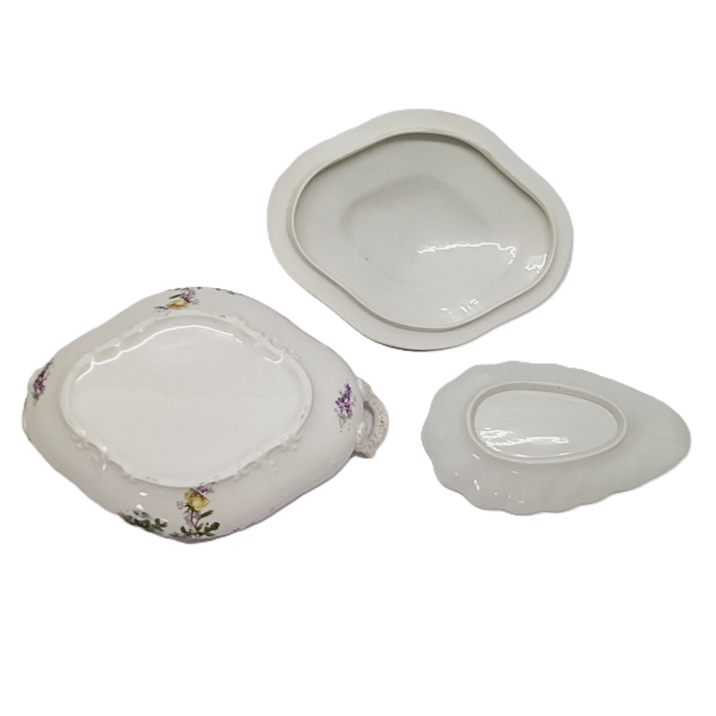 Voir photo 4 de 🌸 Lot de 2 plats anciens en faïence décor floral – soupière + plat coquille 🌸 Lot de 2 plats anciens en faïence décor floral – soupière + plat coquille reconditionné photo 4