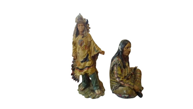 Acheter Lot de 2 statues indiennes en résine Bon état - 10,00 € Lot de 2 statues indiennes en résine Bon état reconditionné disponible sur Label Emmaüs