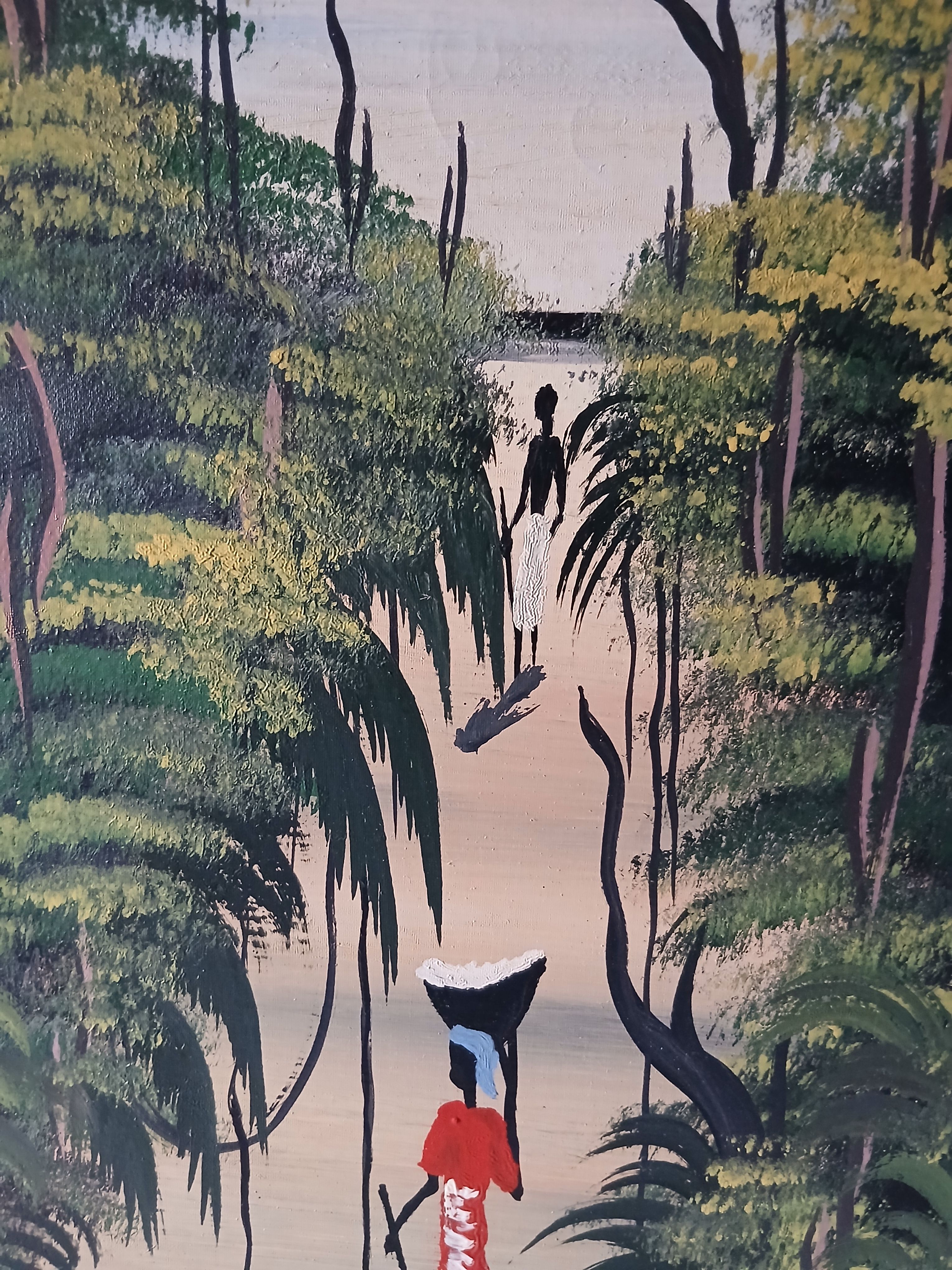 Voir photo 10 de Lot de 2 tableaux , huile sur toile de paysages africains par el peintre Gabonais Jean-Joseph MENDOME-NYOH. Lot de 2 tableaux , huile sur toile de paysages africains par el peintre Gabonais Jean-Joseph MENDOME-NYOH. Très bon état reconditionné photo 10