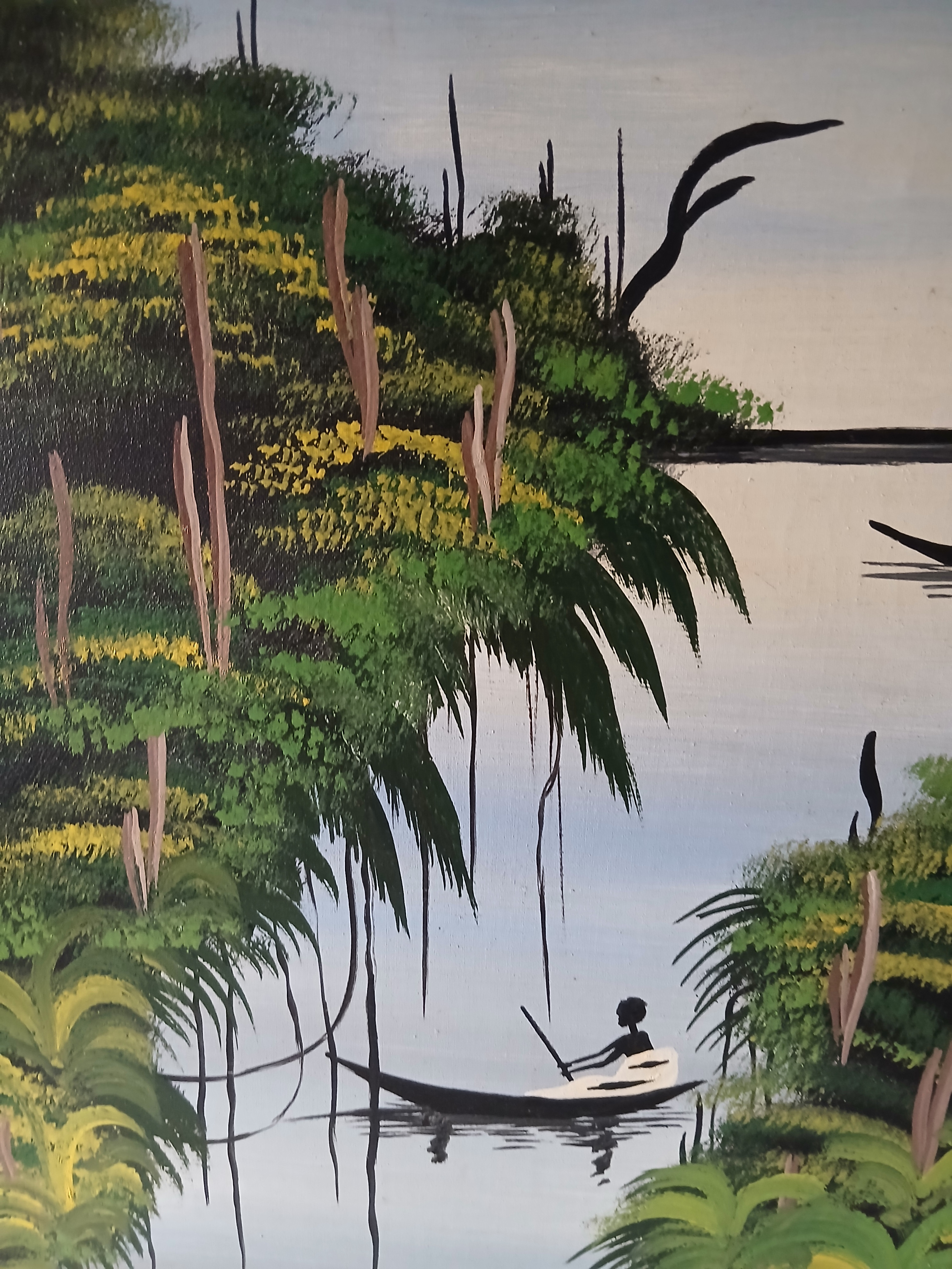 Voir photo 6 de Lot de 2 tableaux , huile sur toile de paysages africains par el peintre Gabonais Jean-Joseph MENDOME-NYOH. Lot de 2 tableaux , huile sur toile de paysages africains par el peintre Gabonais Jean-Joseph MENDOME-NYOH. Très bon état reconditionné photo 6
