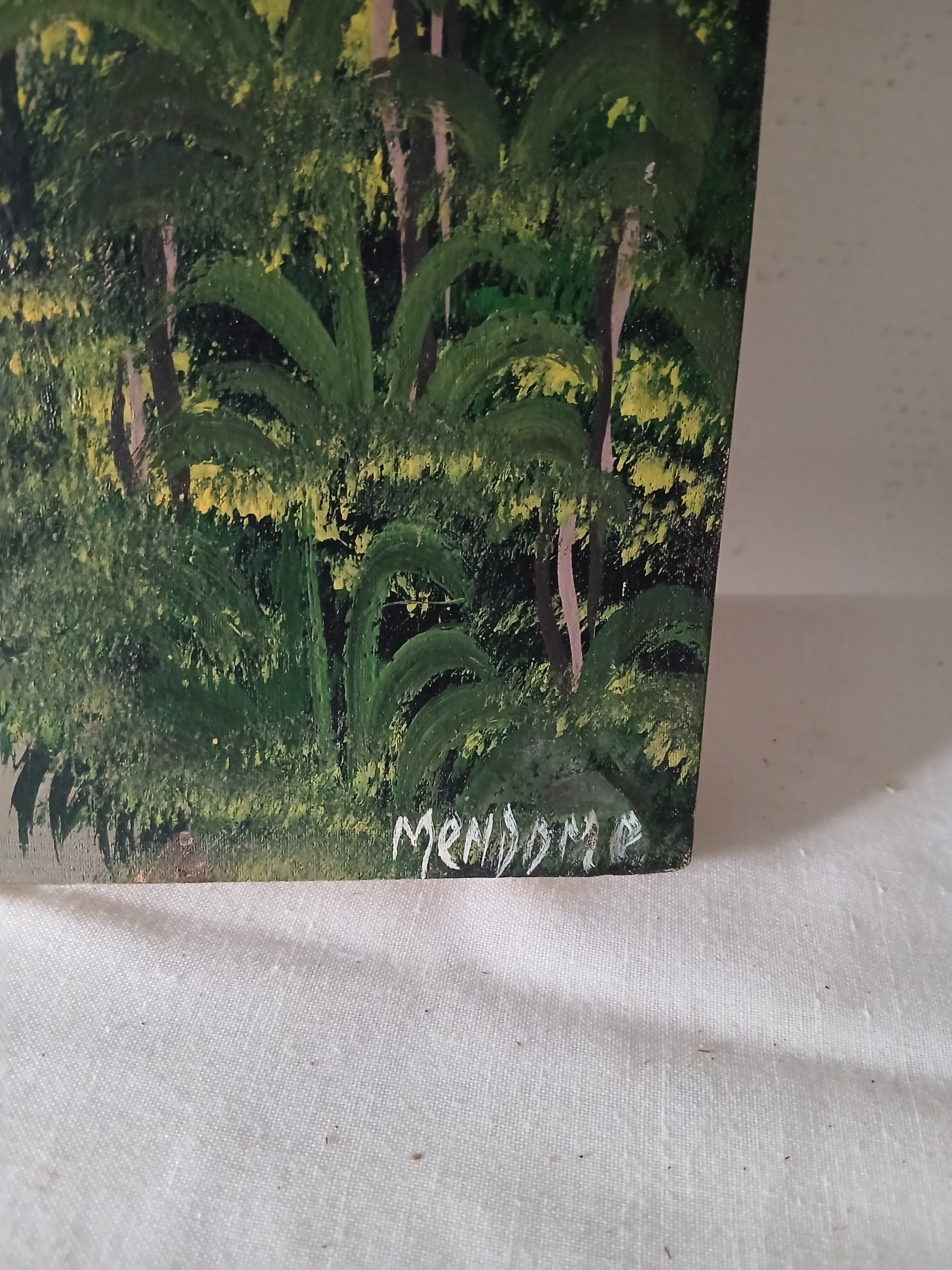 Voir photo 8 de Lot de 2 tableaux , huile sur toile de paysages africains par el peintre Gabonais Jean-Joseph MENDOME-NYOH. Lot de 2 tableaux , huile sur toile de paysages africains par el peintre Gabonais Jean-Joseph MENDOME-NYOH. Très bon état reconditionné photo 8