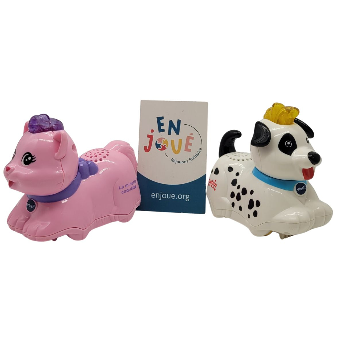 Voir photo 2 de Lot de 2 Tut Tut Animo - Mistinguette la minette coquette - Gabin le dalmatien - Vtech - Dès 12 mois. Lot de 2 Tut Tut Animo - Mistinguette la minette coquette - Gabin le dalmatien - Vtech - Dès 12 mois. Bon état reconditionné photo 2