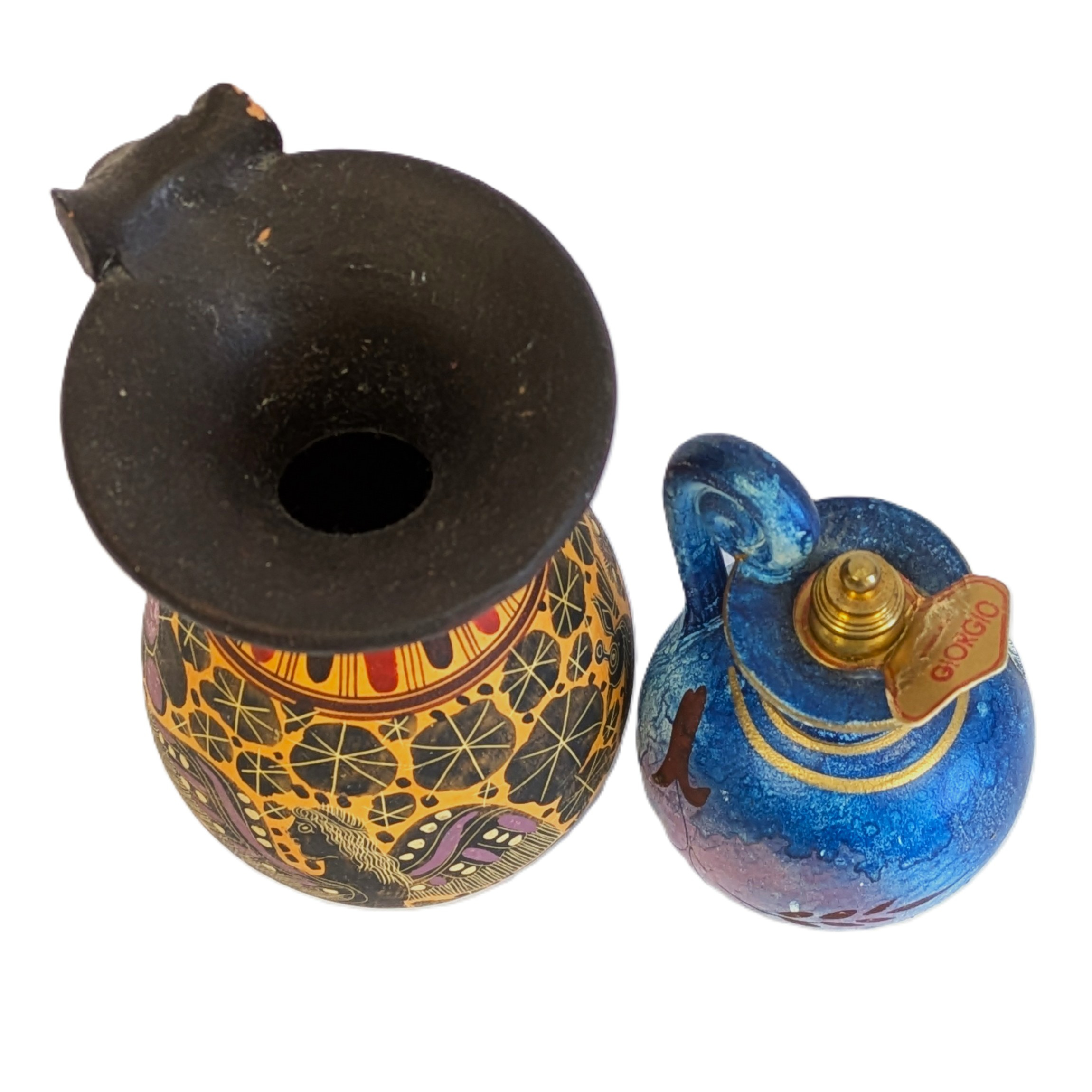 Voir photo 2 de 🏺 Lot de 2 vases grecs décoratifs - céramique - vintage. 🏺 Lot de 2 vases grecs décoratifs - céramique - vintage. reconditionné photo 2