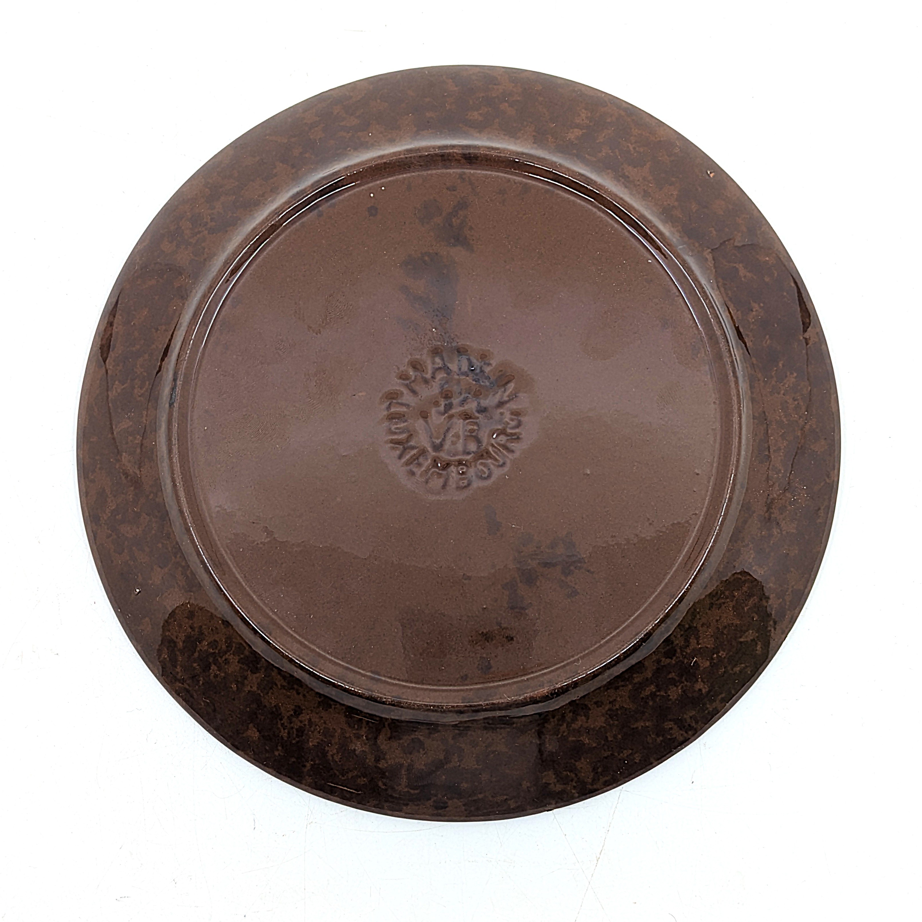 Voir photo 3 de Lot de 3 assiettes à dessert en céramique marron et jaune VB Villeroy et Boch Made in Luxembourg Vintage des années 80 Lot de 3 assiettes à dessert en céramique marron et jaune VB Villeroy et Boch Made in Luxembourg Vintage des années 80 Bon état reconditionné photo 3