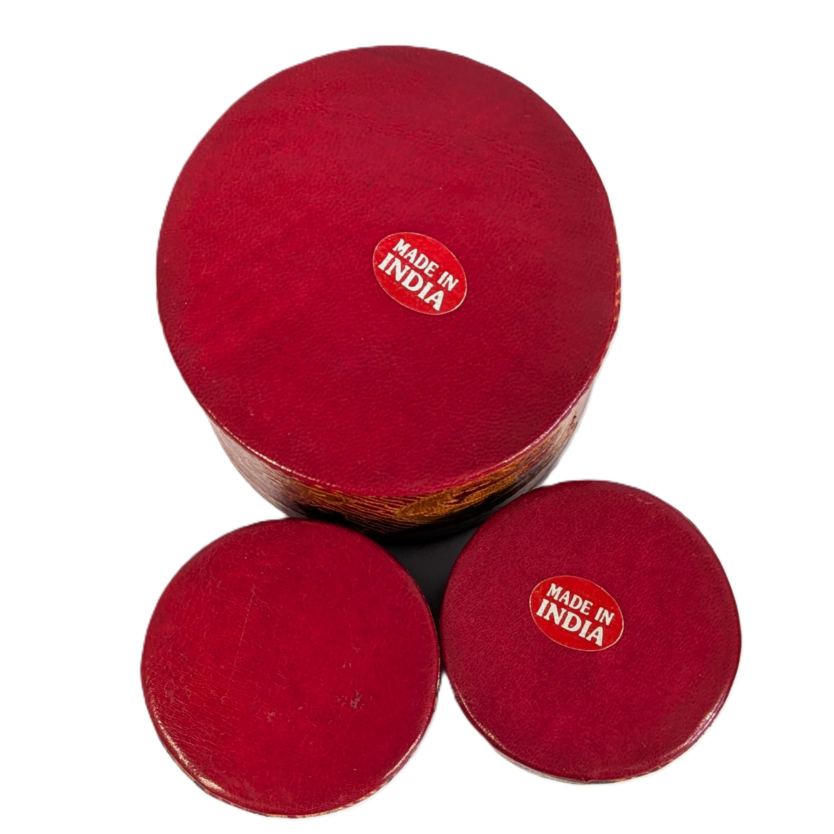 Voir photo 3 de 🌿 Lot de 3 boîtes artisanales en cuir – Made in India (deux petits & un grand). 🌿 Lot de 3 boîtes artisanales en cuir – Made in India (deux petits & un grand). reconditionné photo 3