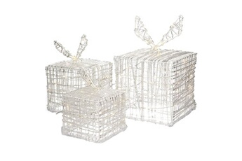 Lot de 3 Boîtes Cadeaux avec 90 LEDs Blanc Chaud, en Métal, Alimentation Bon état reconditionné disponible sur Darty