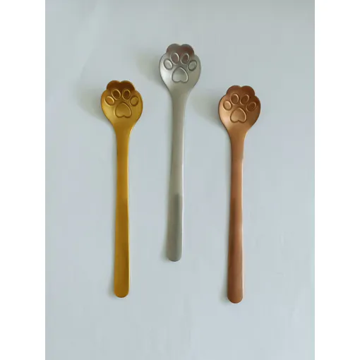 Lot De 3 Cuilleres A Cafe Patte De Chat Or, Argente, Bronze. Acier Inoxydable. 15 X 3 Cm occasion reconditionné disponible sur Rakuten