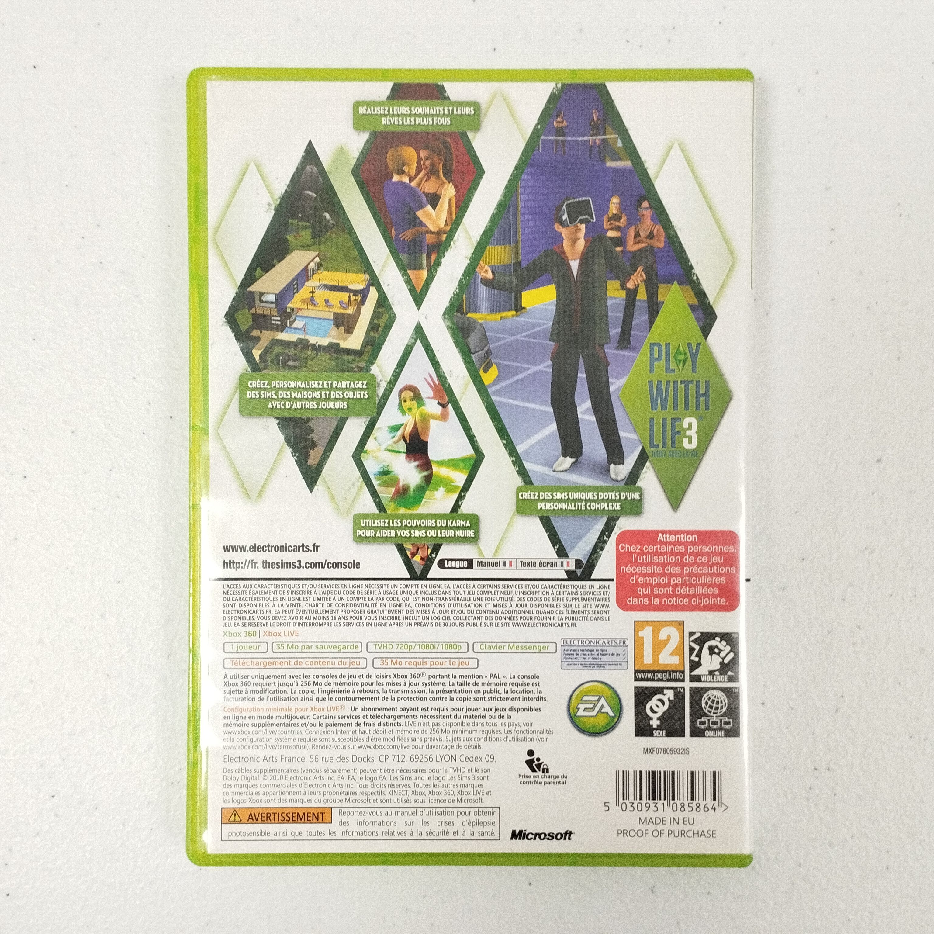 Voir photo 2 de Lot de 3 jeux XBOX 360 : Les Sims 3 /PES 2015 / Skate 3 Lot de 3 jeux XBOX 360 : Les Sims 3 /PES 2015 / Skate 3 Bon état reconditionné photo 2