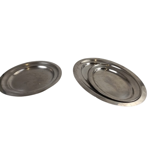 Voir photo 3 de Lot de 3 plats en inox Lot de 3 plats en inox État correct reconditionné photo 3