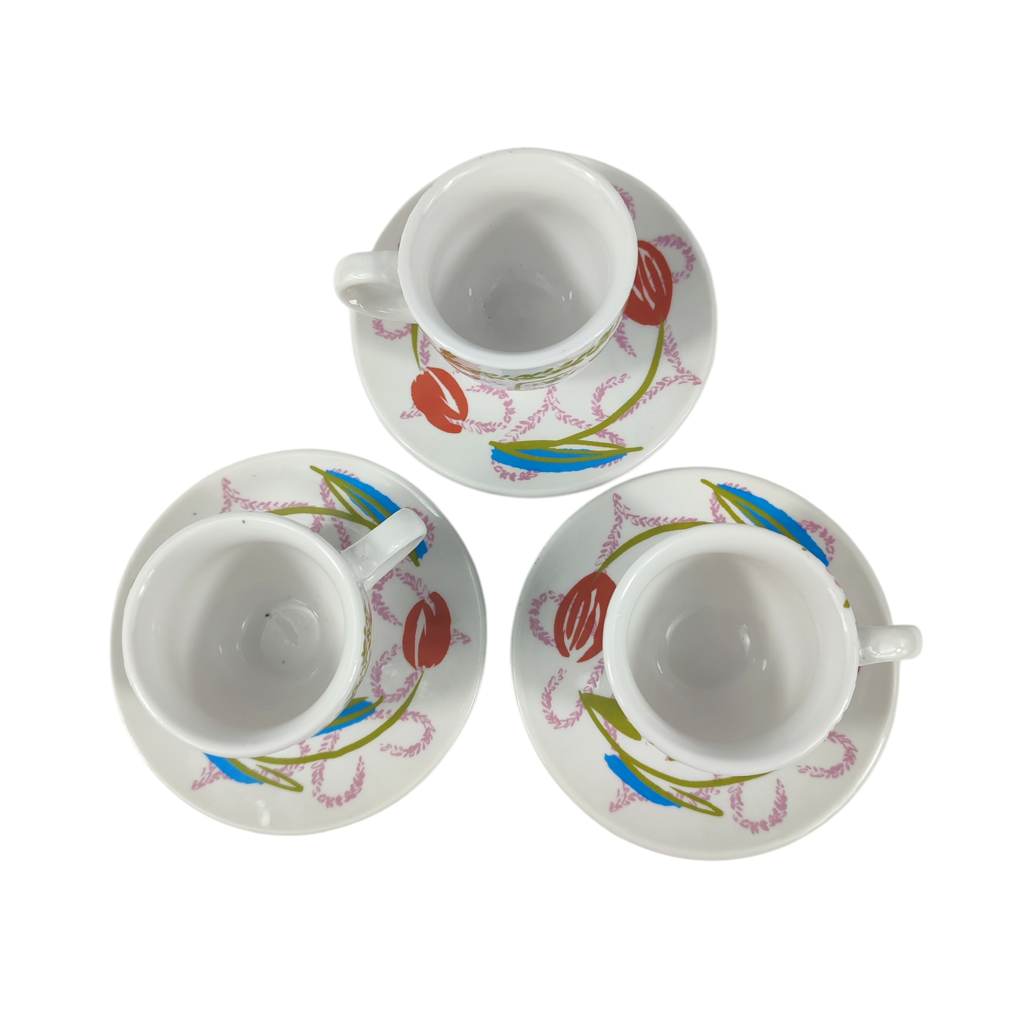 Voir photo 2 de Lot de 3 tasses à café avec leur coupelle style Picasso - Fragonard Lot de 3 tasses à café avec leur coupelle style Picasso - Fragonard Bon état reconditionné photo 2