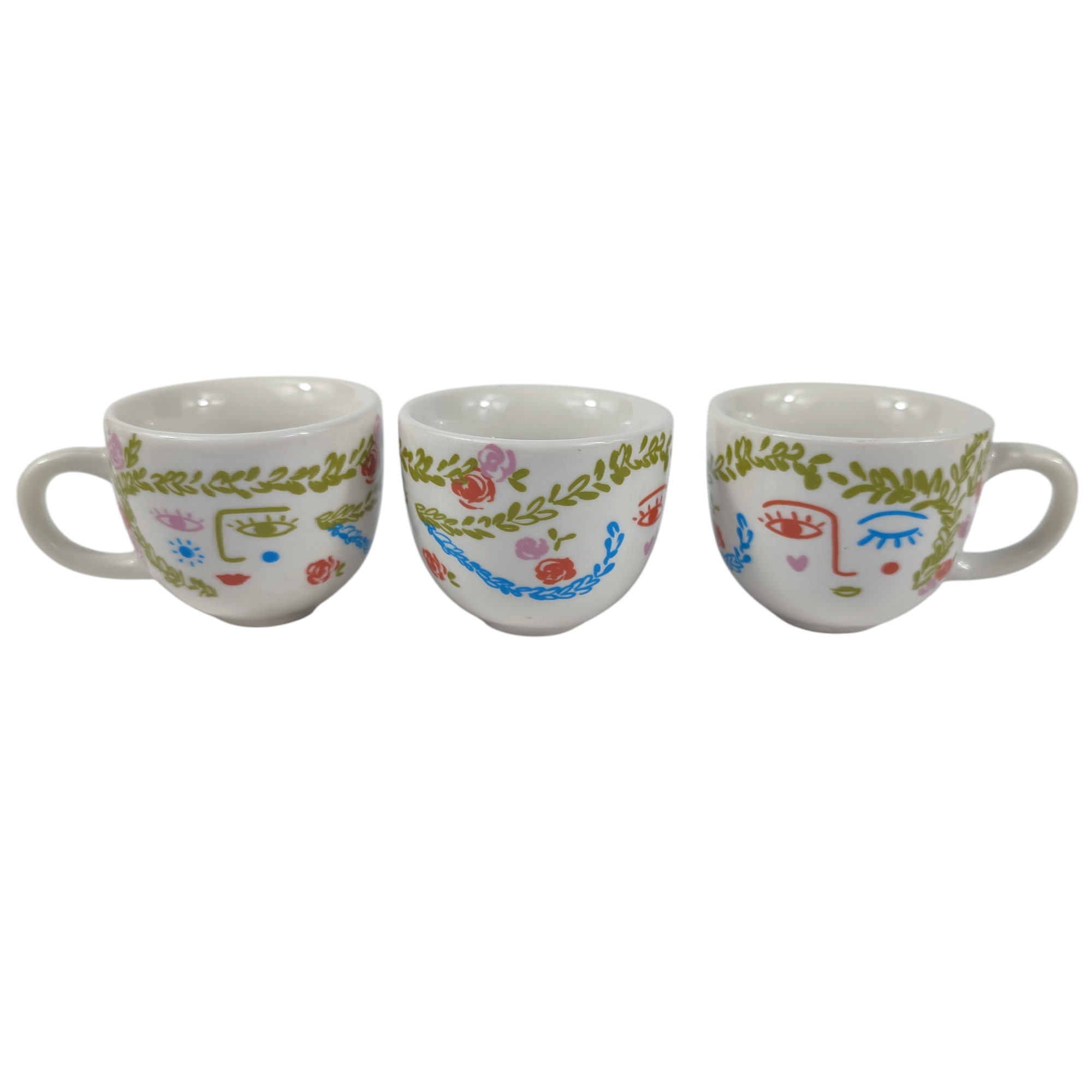 Voir photo 4 de Lot de 3 tasses à café avec leur coupelle style Picasso - Fragonard Lot de 3 tasses à café avec leur coupelle style Picasso - Fragonard Bon état reconditionné photo 4