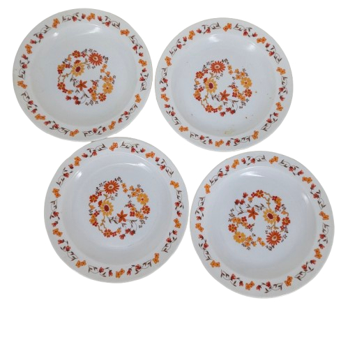 Voir photo 3 de Lot de 4 assiettes à dessert+ plat ARCOPAL motif FLORE vintage 70's Lot de 4 assiettes à dessert+ plat ARCOPAL motif FLORE vintage 70's Très bon état reconditionné photo 3