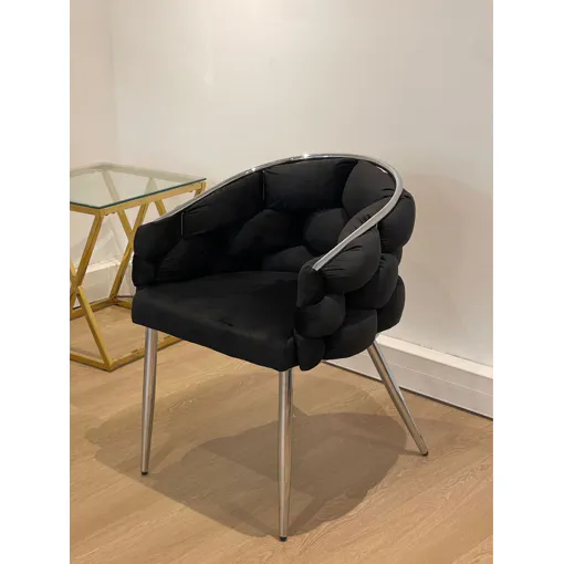 Lot de 4 CHAISE BALLON CHROME VELOURS NOIR occasion reconditionné disponible sur Rakuten