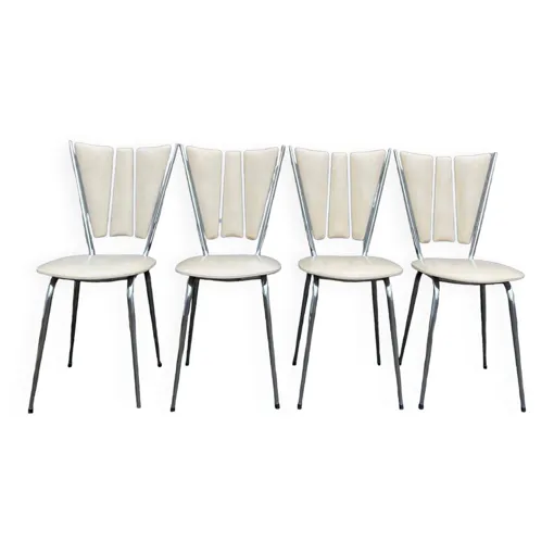 Lot de 4 chaises Tublac vintage blanc Bon état reconditionné disponible sur Rakuten