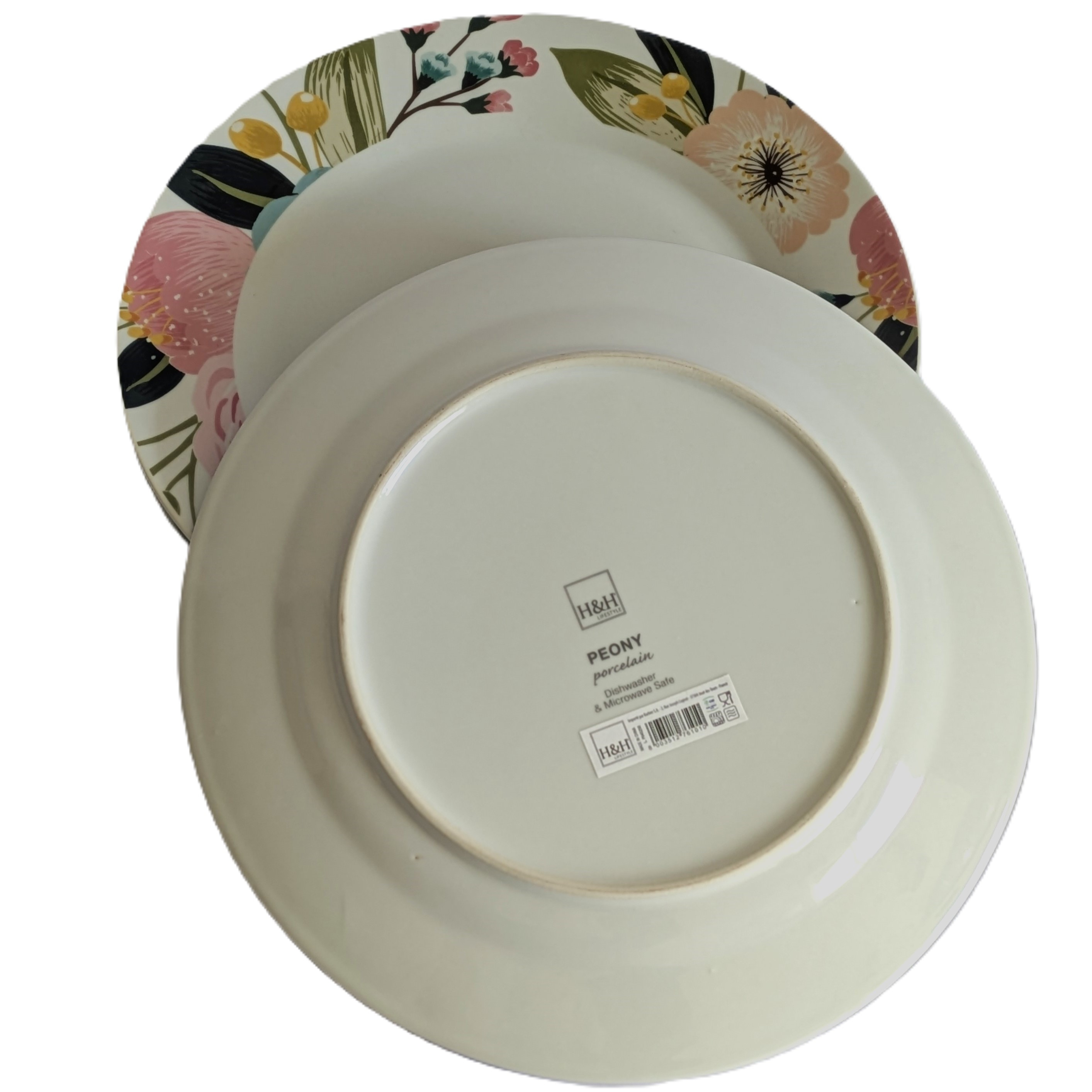 Voir photo 3 de Lot de 4 grandes assiettes H&H Lifestyle - Peony - Neuves - Porcelaine (Ø27.5 cm) Lot de 4 grandes assiettes H&H Lifestyle - Peony - Neuves - Porcelaine (Ø27.5 cm) Parfait état reconditionné photo 3