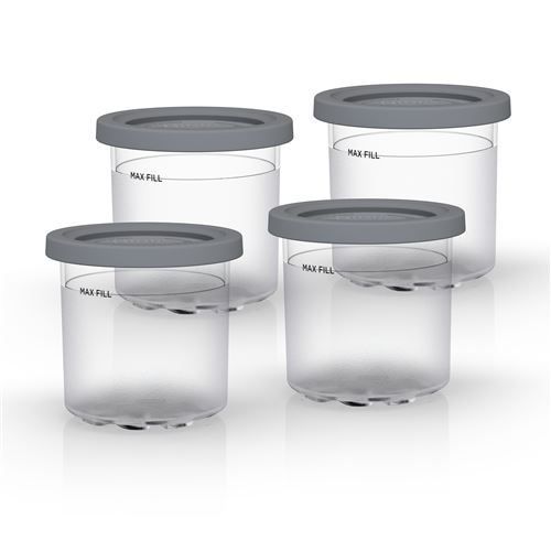 Lot de 4 pots avec couvercles compatibles avec Creami NC300EU Ninja Gris État correct reconditionné disponible sur Fnac