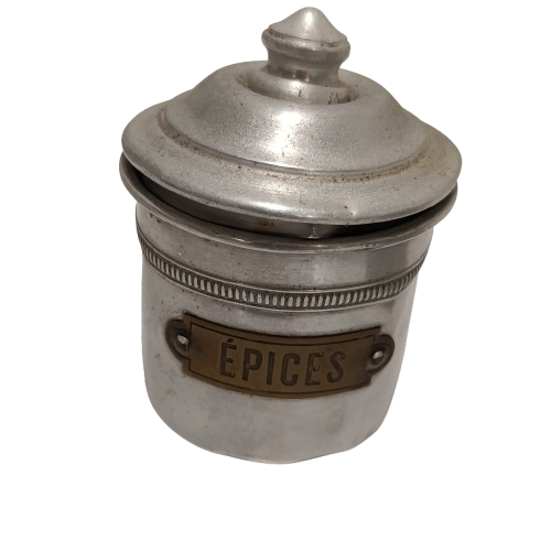 Voir photo 6 de Lot de 5 pots en alluminium : Issu traditionnellement de séries gigognes ou empilables (pots à épices et de cuisine de style campagne rétro française Lot de 5 pots en alluminium : Issu traditionnellement de séries gigognes ou empilables (pots à épices et de cuisine de style campagne rétro française État correct reconditionné photo 6