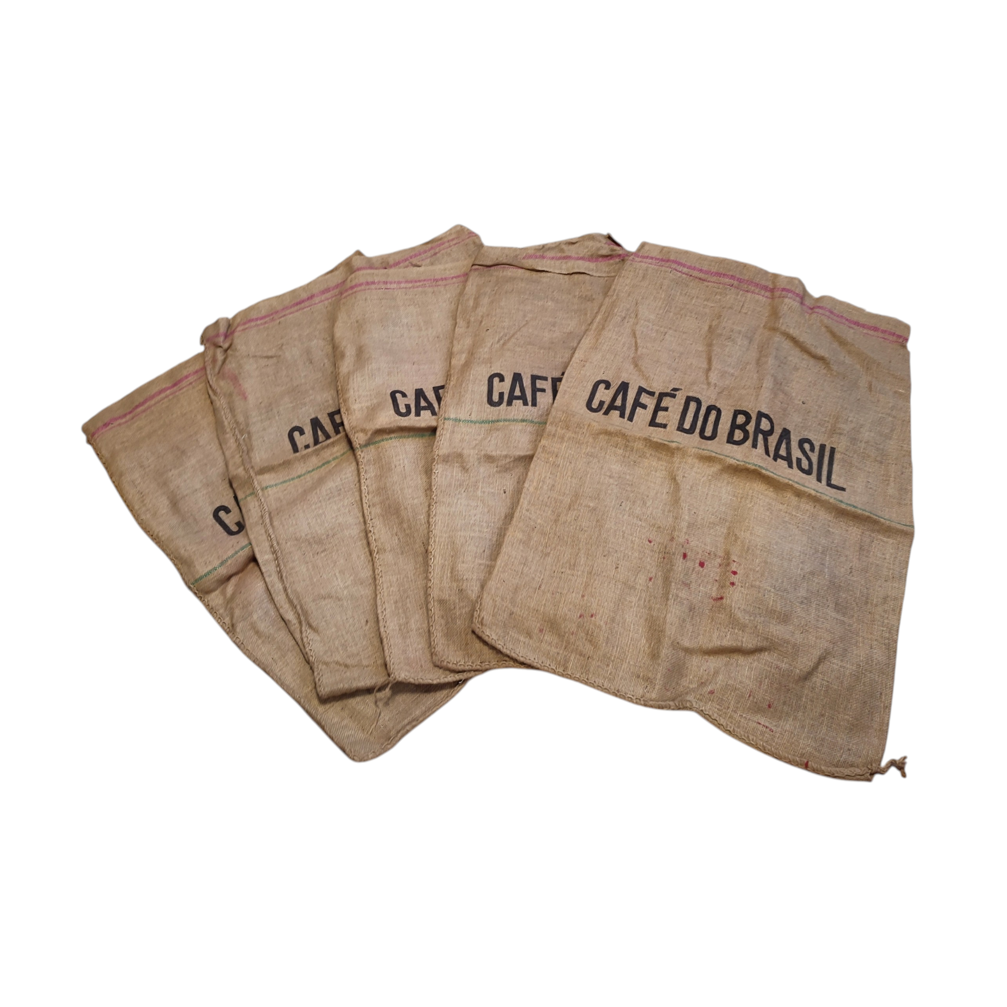 Voir photo 2 de Lot de 5 sacs en toile de jute "Café do Brasil" Lot de 5 sacs en toile de jute "Café do Brasil" État correct reconditionné photo 2