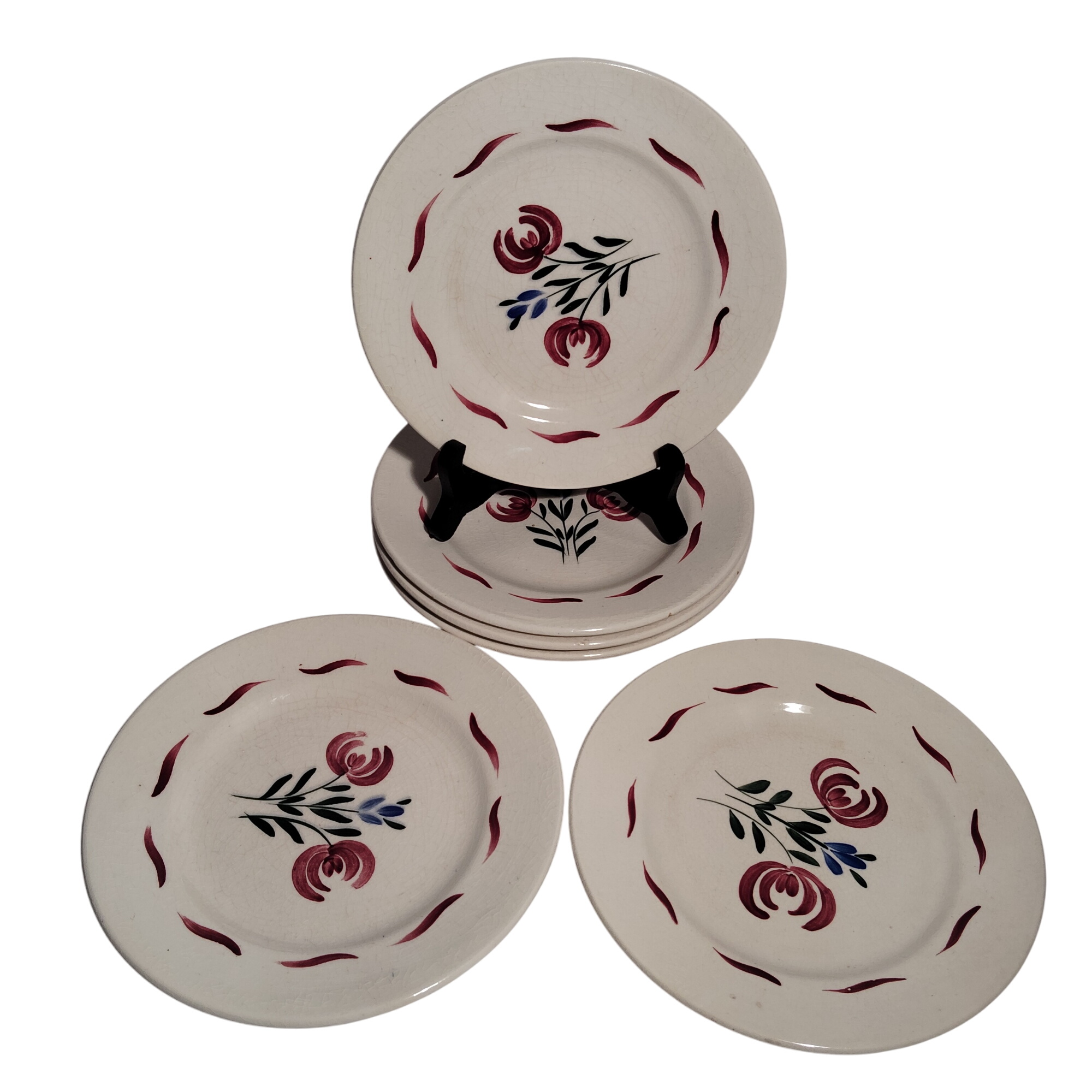 Lot de 6 assiettes à dessert en faïence Bon état - 25,00 € Lot de 6 assiettes à dessert en faïence Bon état reconditionné disponible sur Label Emmaüs