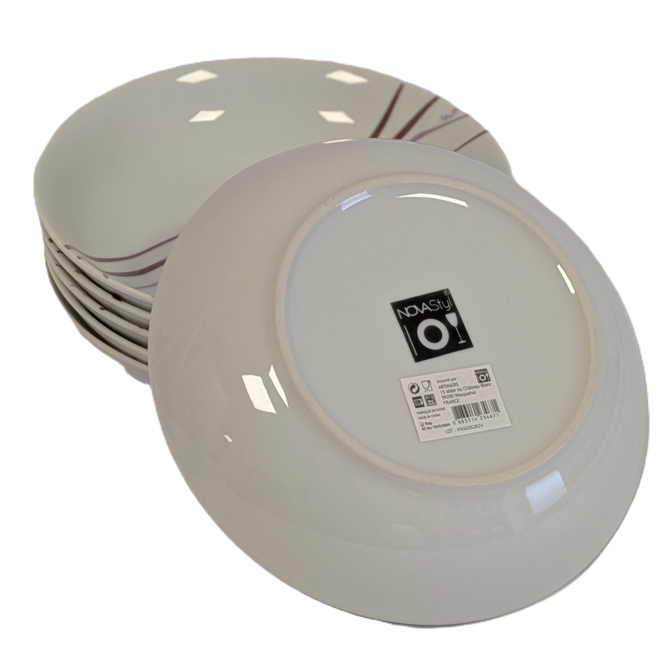Voir photo 3 de Lot de 6 assiettes creuses Nova Styl - Collection Polluy - 20 cm. Lot de 6 assiettes creuses Nova Styl - Collection Polluy - 20 cm. Parfait état reconditionné photo 3