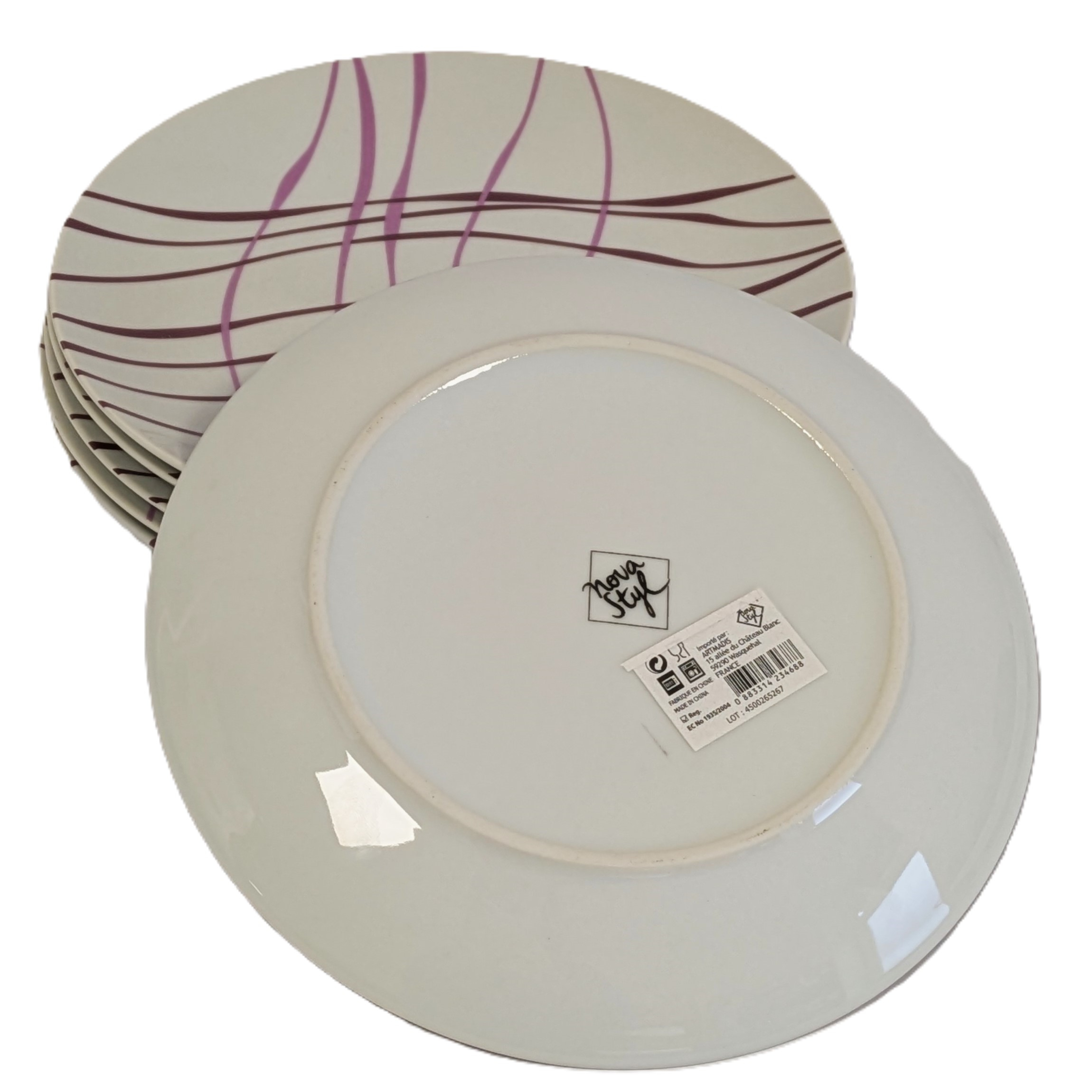 Voir photo 3 de Lot de 6 Assiettes Plates Nova Styl - Collection Polluy - 20.5 cm (entrées/desserts). Lot de 6 Assiettes Plates Nova Styl - Collection Polluy - 20.5 cm (entrées/desserts). Parfait état reconditionné photo 3