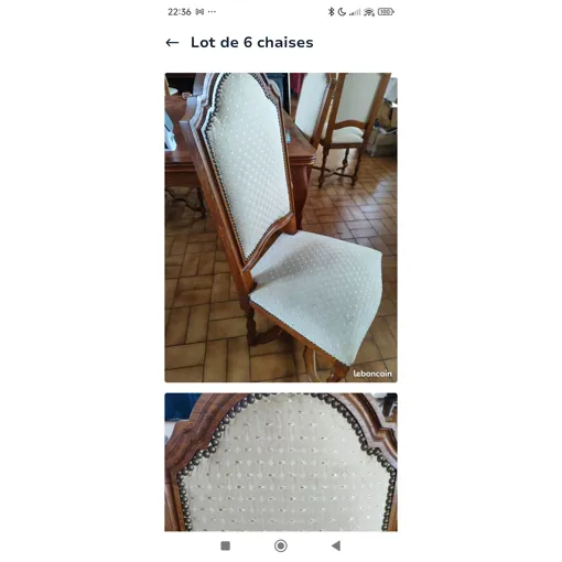 Lot De 6 Chaises En Bois Massif Retapissées Chez Un Professionnel occasion reconditionné disponible sur Rakuten