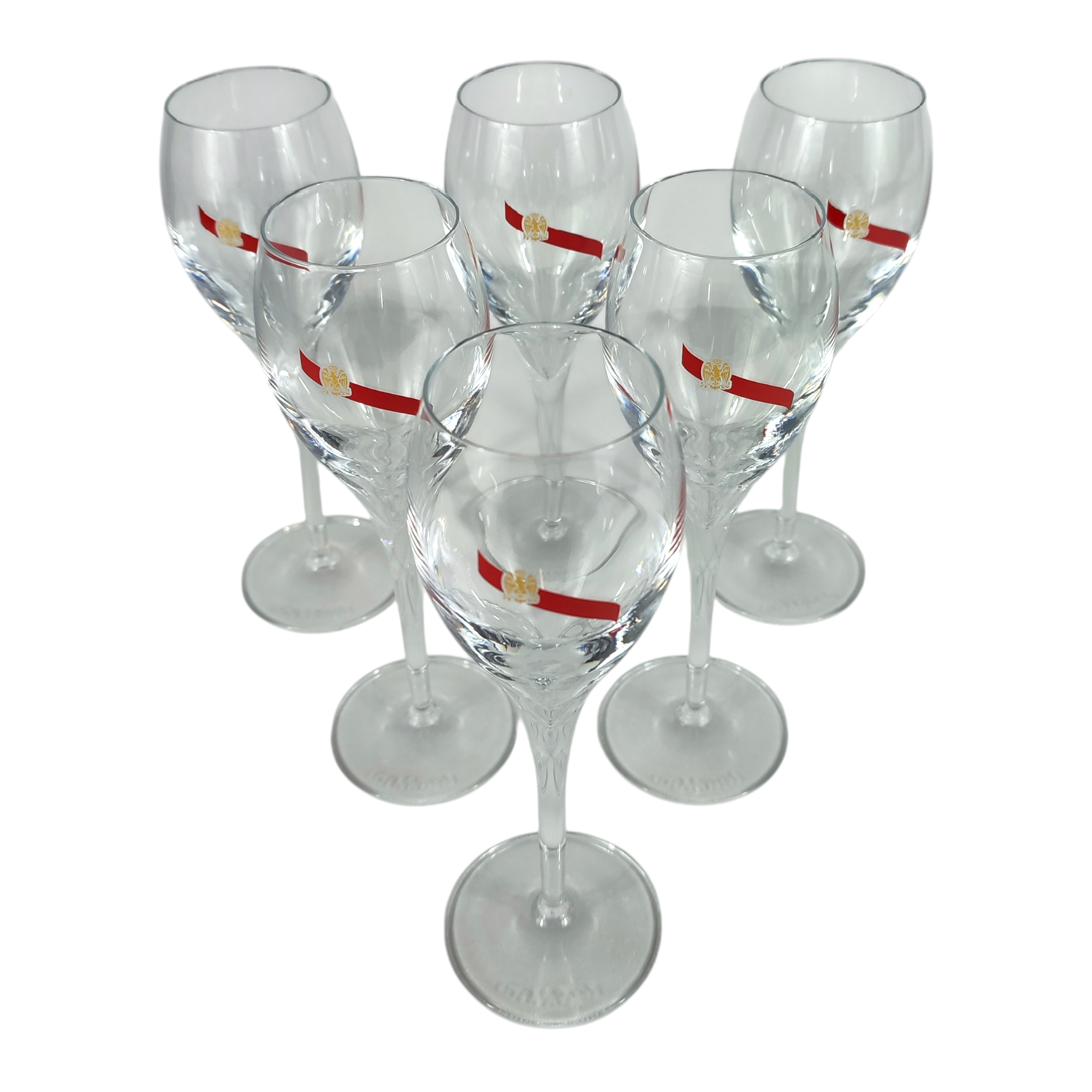 Voir photo 2 de Lot de 6 flûtes à Champagne GH Mumm - modèle Rubis Lot de 6 flûtes à Champagne GH Mumm - modèle Rubis Bon état reconditionné photo 2