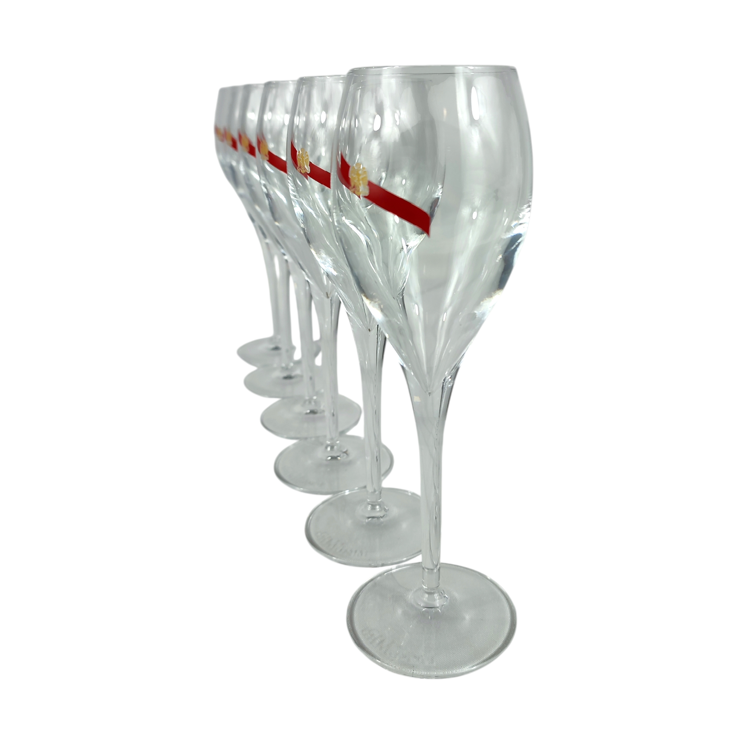 Voir photo 3 de Lot de 6 flûtes à Champagne GH Mumm - modèle Rubis Lot de 6 flûtes à Champagne GH Mumm - modèle Rubis Bon état reconditionné photo 3