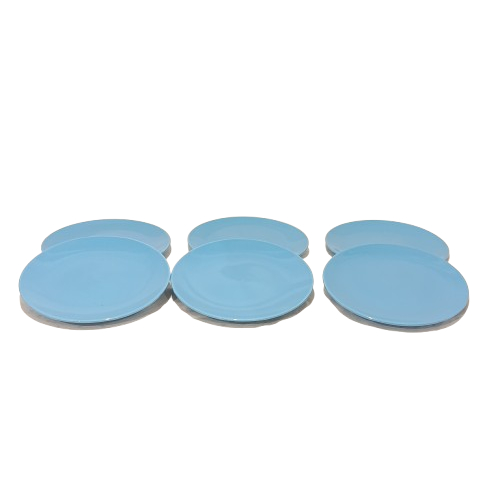 Voir photo 3 de Lot de 6 petites assiettes de couleur bleues Lot de 6 petites assiettes de couleur bleues reconditionné photo 3