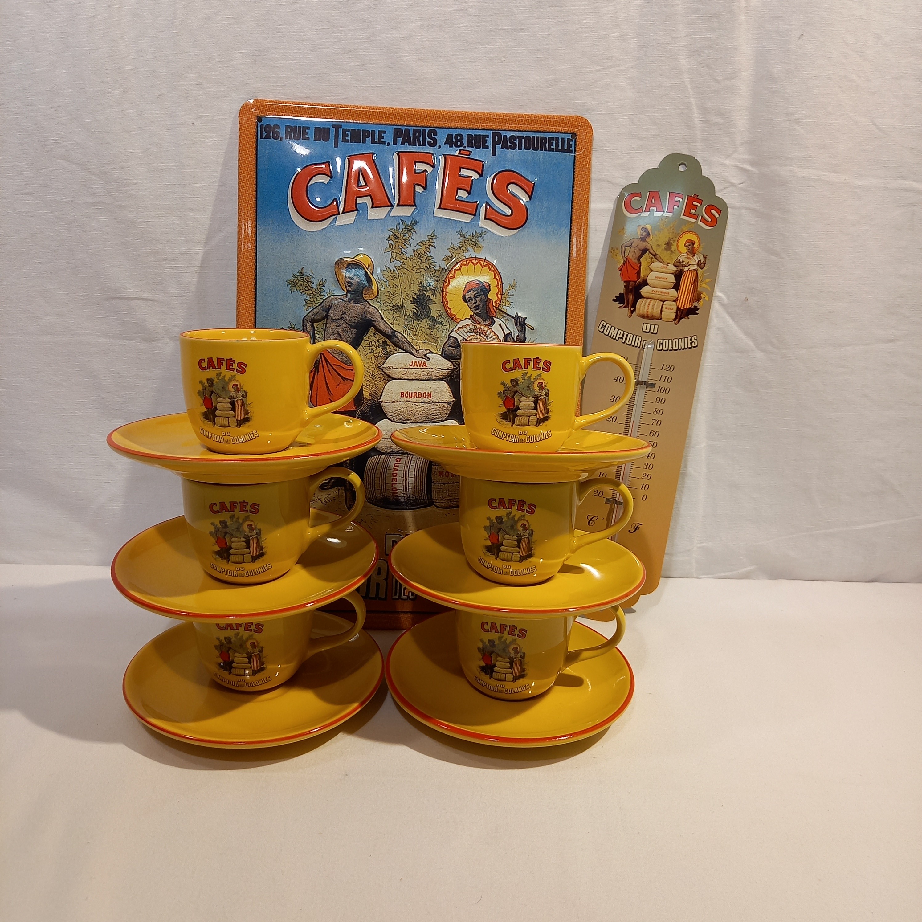 Voir photo 2 de Lot de 6 Tasses et Sous - Tasses expresso collection. Café du comptoir des colonies. Lot de 6 Tasses et Sous - Tasses expresso collection. Café du comptoir des colonies. Bon état reconditionné photo 2