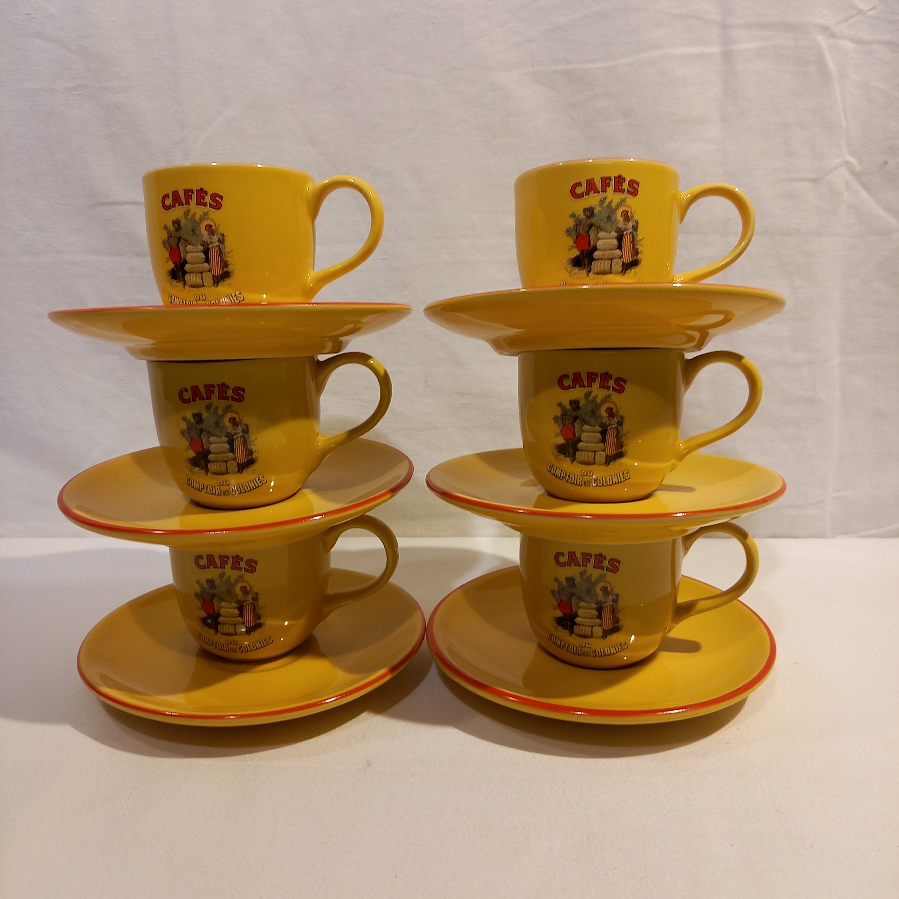 Voir photo 4 de Lot de 6 Tasses et Sous - Tasses expresso collection. Café du comptoir des colonies. Lot de 6 Tasses et Sous - Tasses expresso collection. Café du comptoir des colonies. Bon état reconditionné photo 4