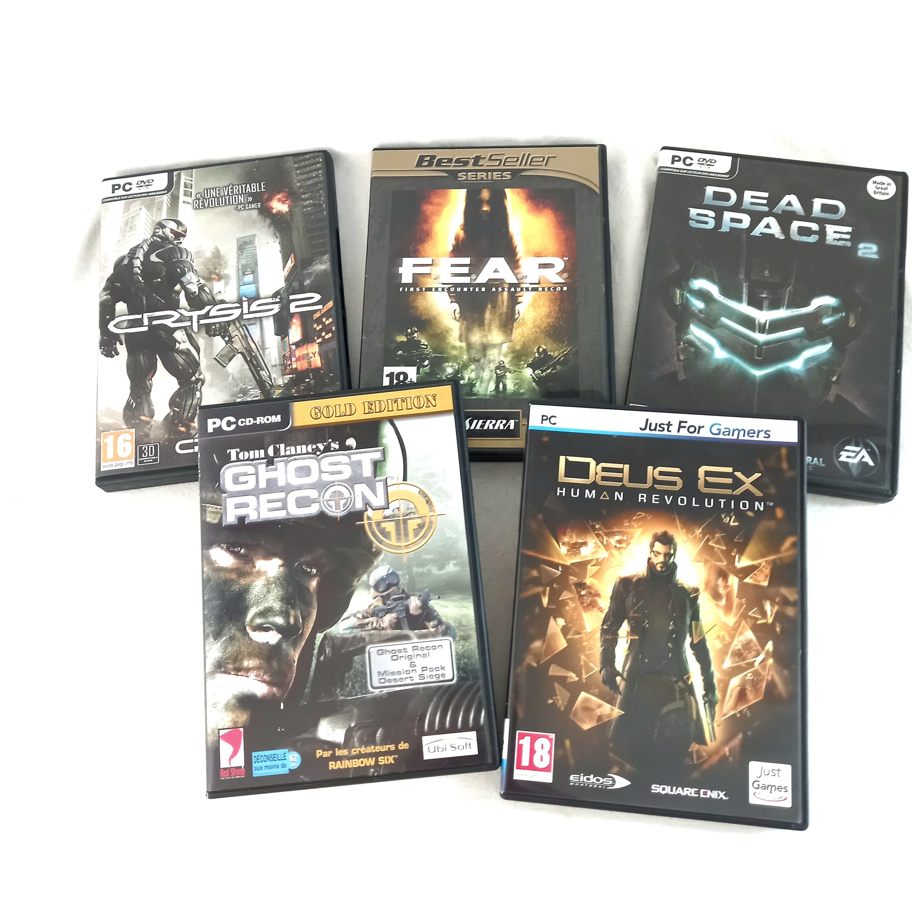 Voir photo 11 de Lot de cinq jeux vidéo Pc "Deus Ex, Dead Space 2, Ghost Recon, Fear et Crysis 2" Lot de cinq jeux vidéo Pc "Deus Ex, Dead Space 2, Ghost Recon, Fear et Crysis 2" Très bon état reconditionné photo 11