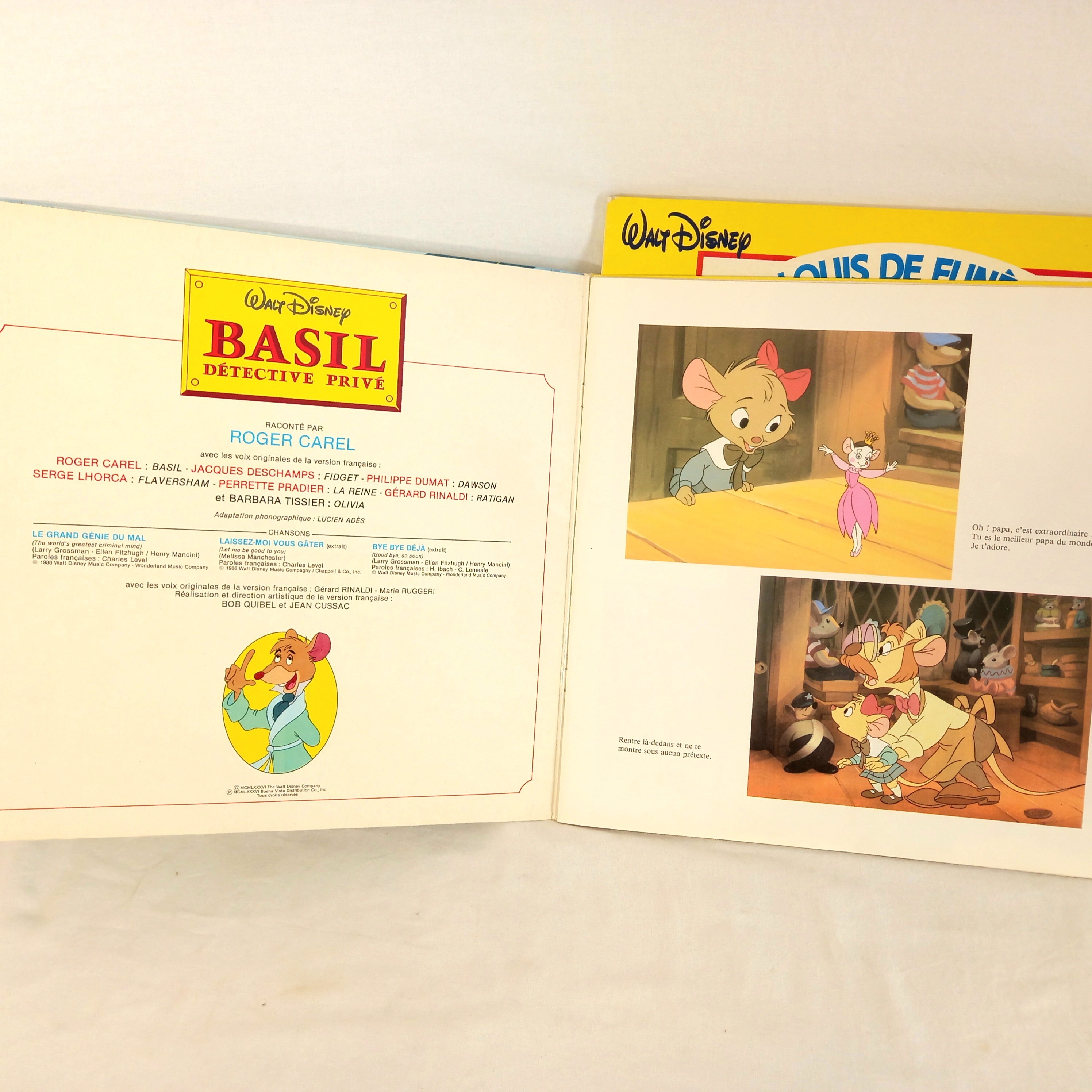 Voir photo 4 de Lot de deux vinyles Disney : "Basil" raconté par Roger Carel, 1986, et "Les aristochats" raconté par Louis de Funès, 1982 Lot de deux vinyles Disney : "Basil" raconté par Roger Carel, 1986, et "Les aristochats" raconté par Louis de Funès, 1982 Bon état reconditionné photo 4