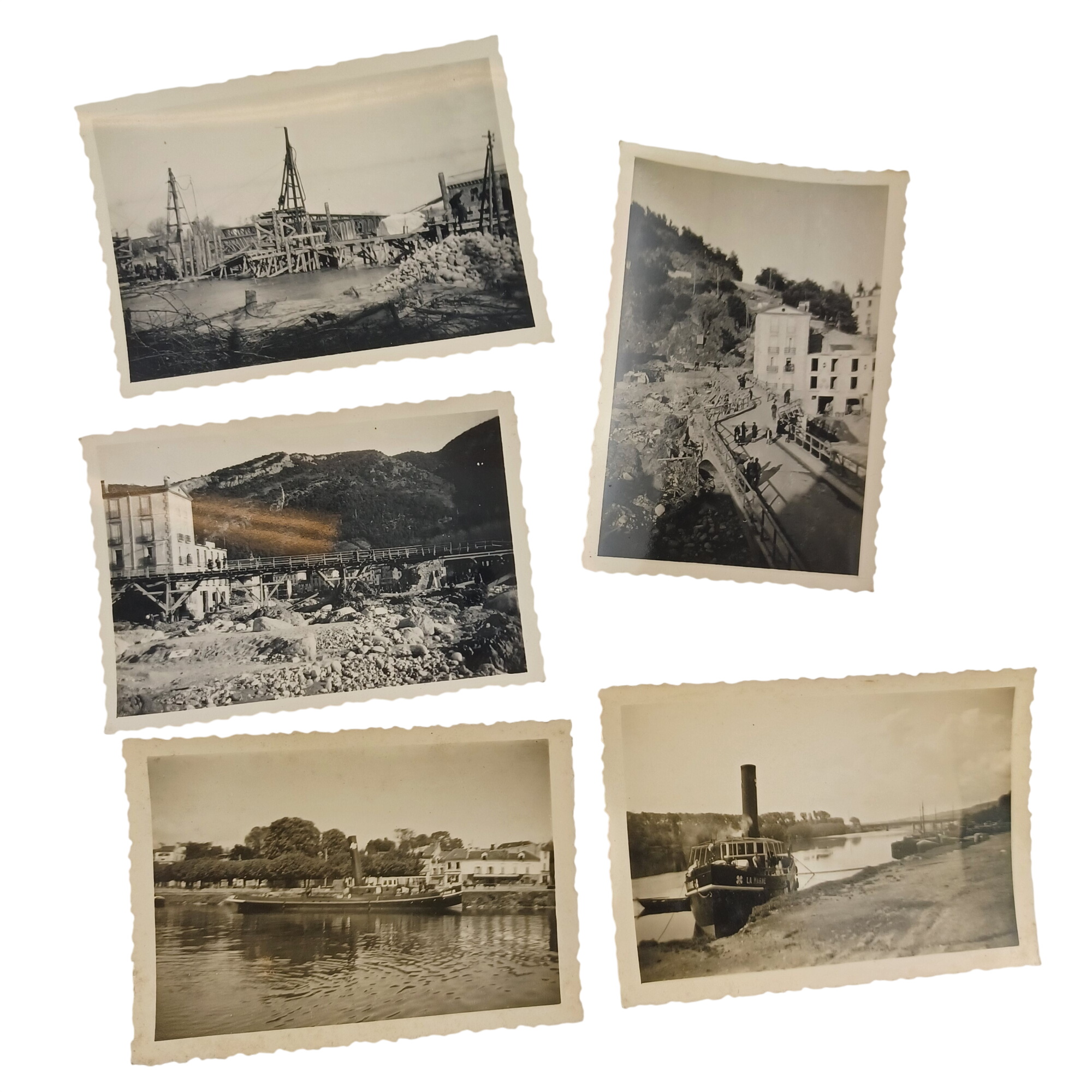 Lot de photographies anciennes originales avec Barrage, bateau à vapeur, cargo, chemin de fer et paysages industriels - 12,00 € Lot de photographies anciennes originales avec Barrage, bateau à vapeur, cargo, chemin de fer et paysages industriels reconditionné disponible sur Label Emmaüs